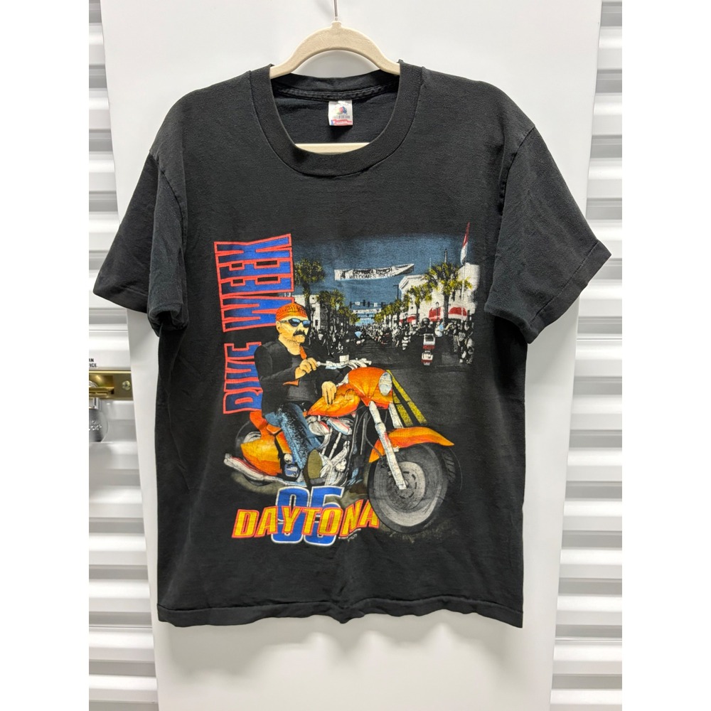 1995 Vintage Fruit of the Loom T-Shirt Mens Large Black Excellent Bike Week‎ - Picture 2 of 7